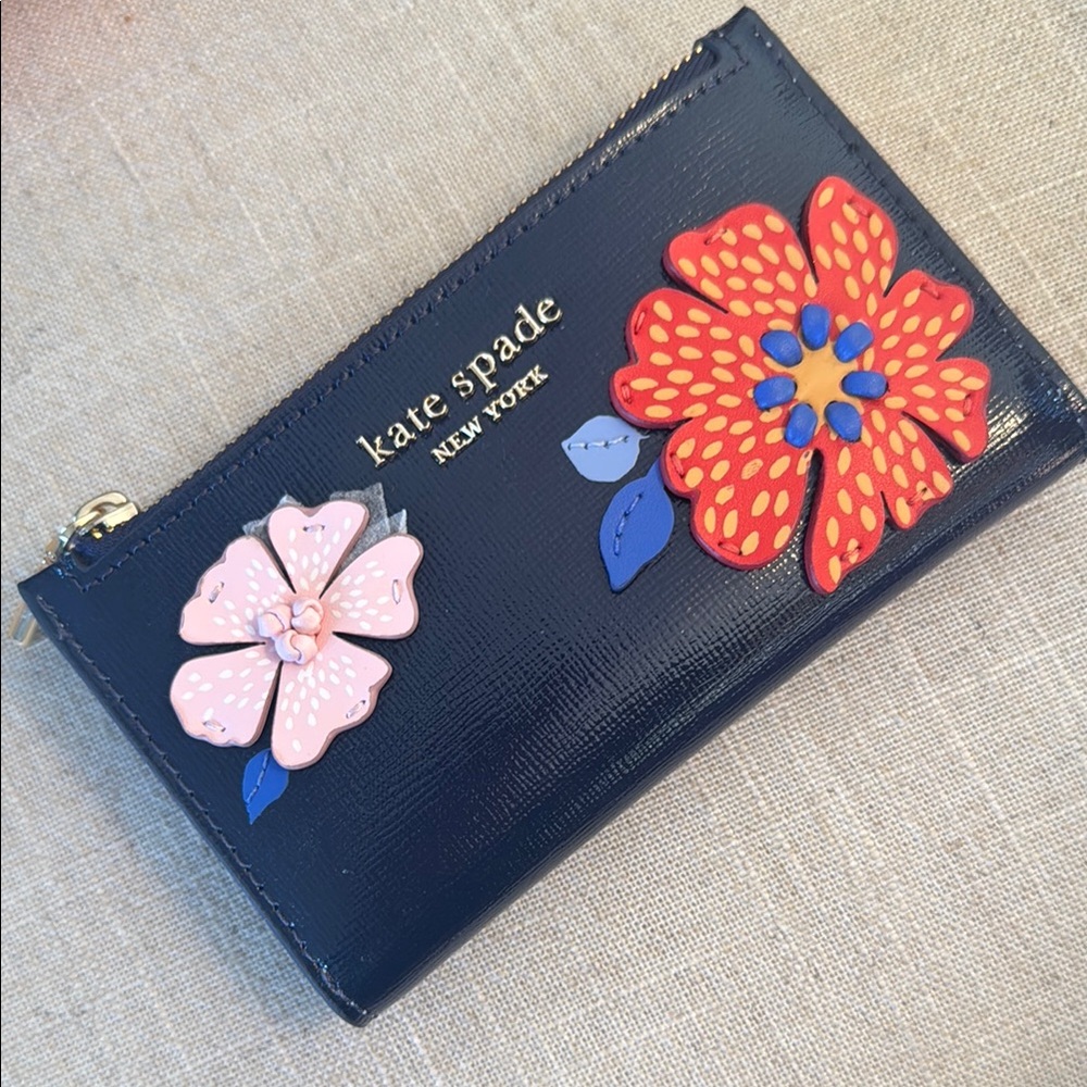 Kate Spade Navy and Red Floral Wallet